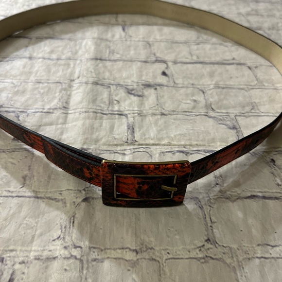 NINE WEST RED/BLACK SKIN PRINT COVERED BUCKLE BELT LEATHER LINING WOMENS XL - Picture 12 of 12